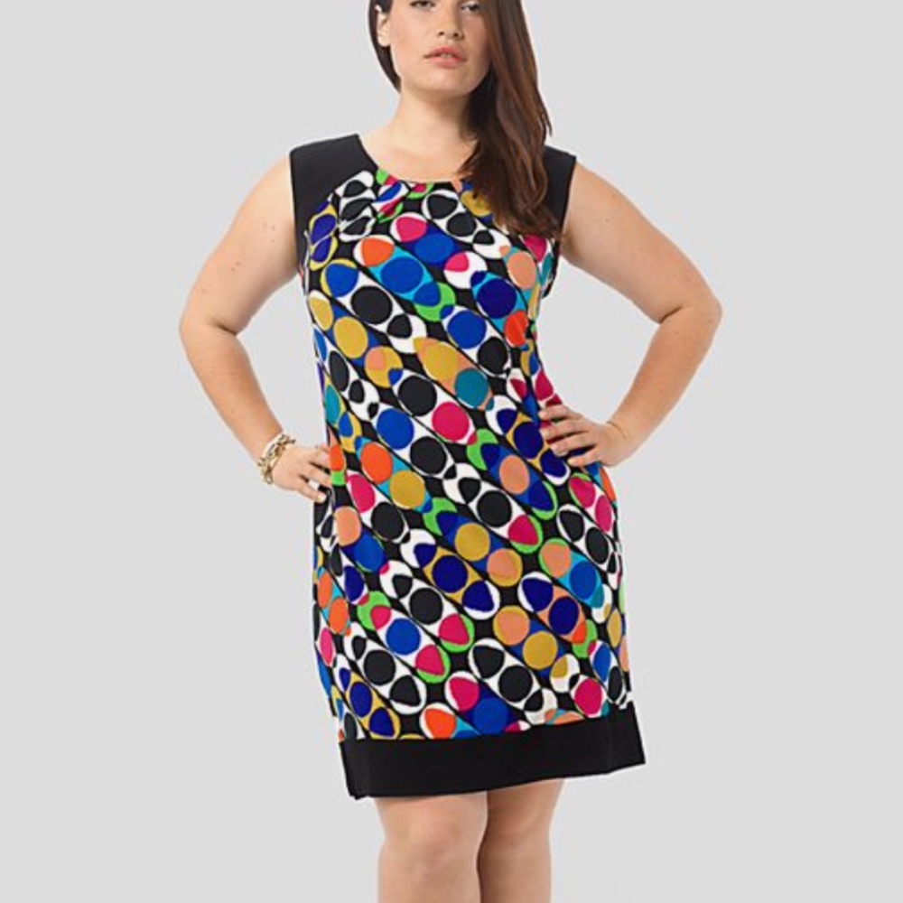 London Times Cap Sleeve Printed Shift Dress 18W